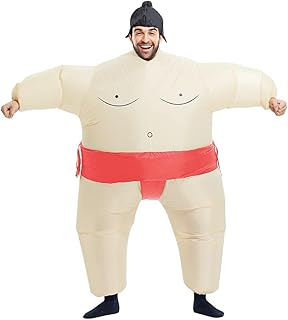 Rafalacy Inflatable Sumo Wrestler Suit Costume for Adult Blow up Halloween Costume Party Fat Suit Fancy Families Member Game Costume