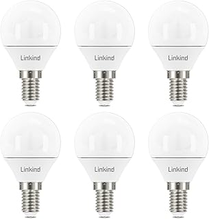 Linkind E14 LED Bulb, Dimmable P45 Golf Ball Bulbs, Small Edison Screw (SES), 4.5W (40W Equivalent), 5000K Daylight White, 500Lm, CE/RoHS/ErP Certified,6-Pack