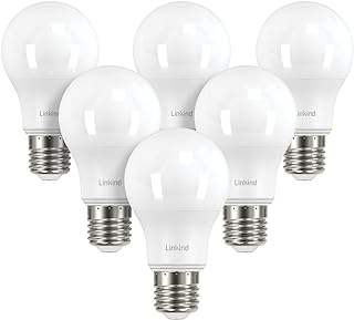 Linkind LED E27 Edison Screw Dimmable Light Bulb, 9W (Equivalent to 60W), A60 Warm White 2700K, 806Lumens, Frosted, ERP, CE Certified, Pack of 6