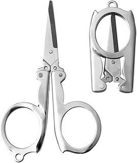 nuoshen Stainless Steel Folding Scissors Portable Foldable Travel Scissors Metal Scissors for Craft, Sewing 10.5cm(2 Packs)