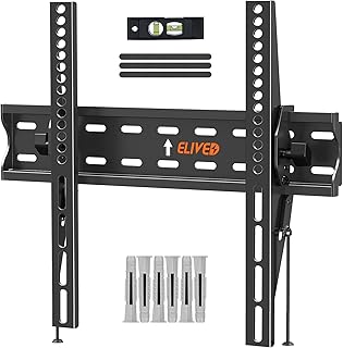 ELIVED Tilt TV Wall Bracket, Ultra Slim TV Mount for Most of 26-60 inch Flat or Curved LCD, LED, OLED TVs with VESA 75x75mm-400x400mm up to 45KG, Tool-free Adjustable Tilting TV Bracket EV007