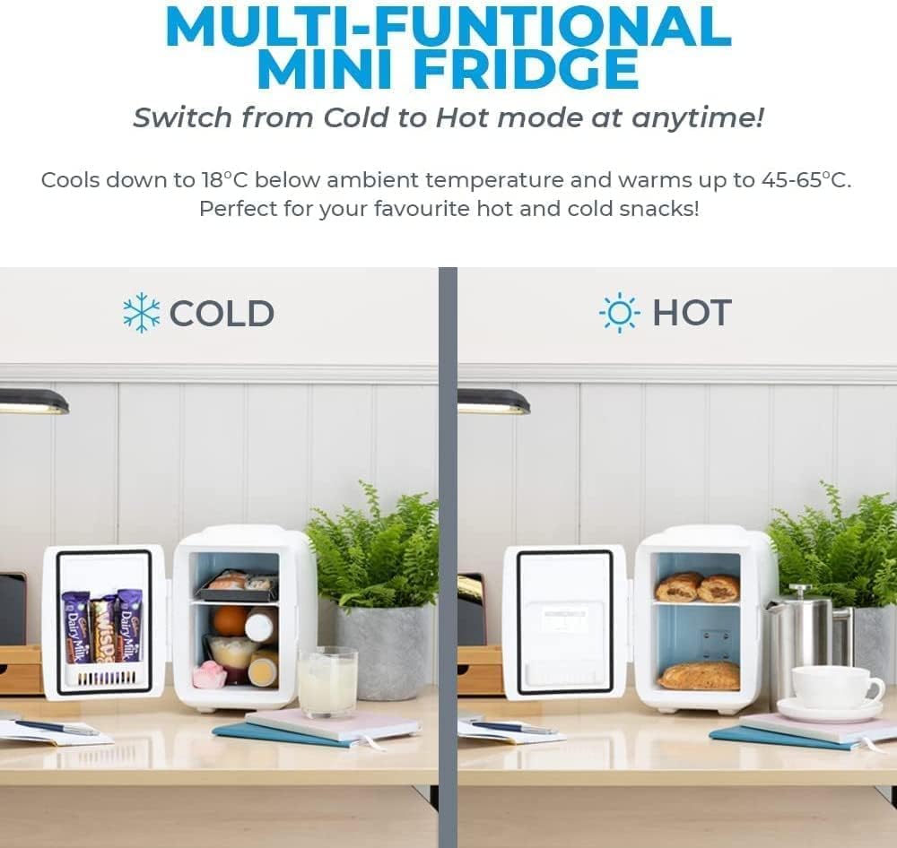 Subcold Classic4 Mini Fridge - Cooler & Warmer | 4 Litre/6 Cans | AC+USB | Portable Small Fridge for Skincare, Bedroom, Dorm, Car, Travel (White)-3