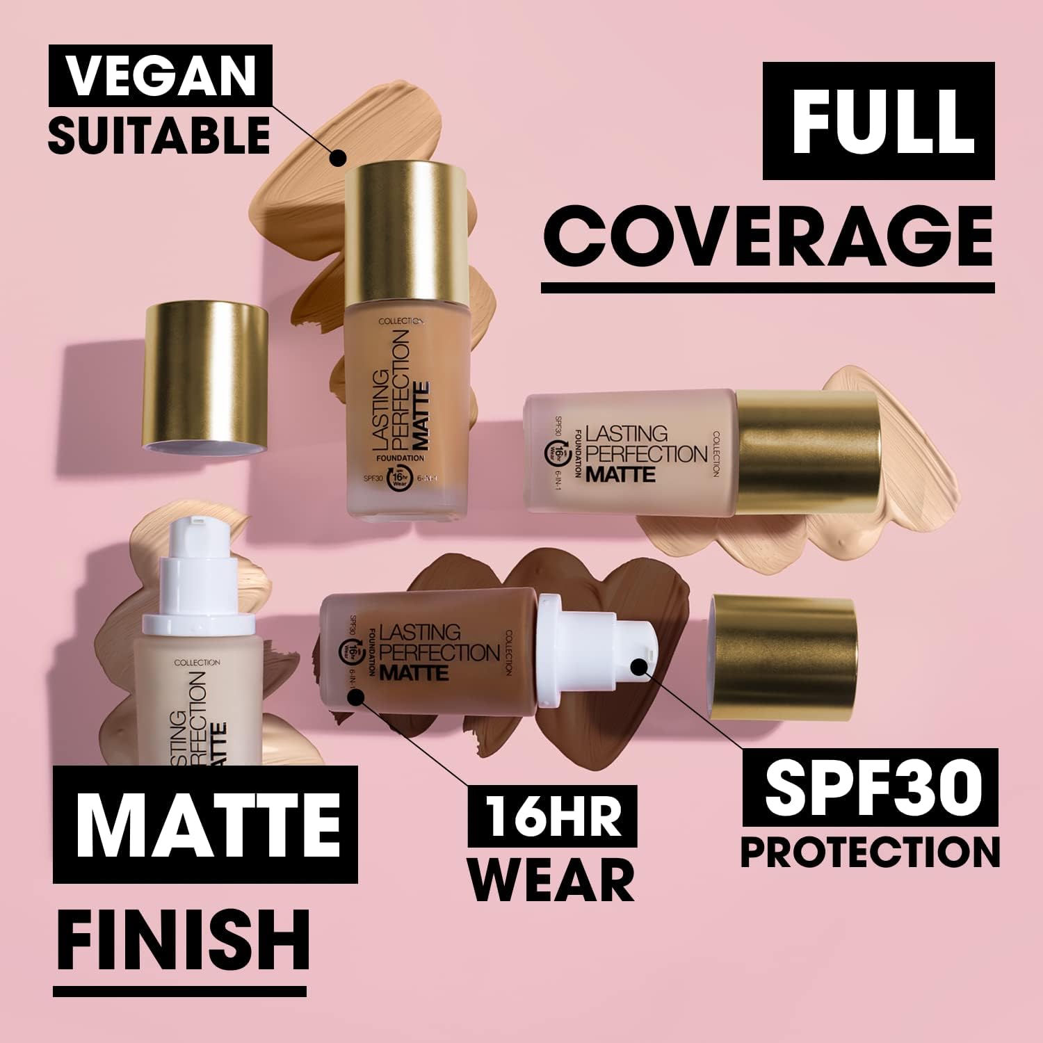 Collection Cosmetics Lasting Perfection Matte Foundation, Full Coverage, 27ml, Ivory-5