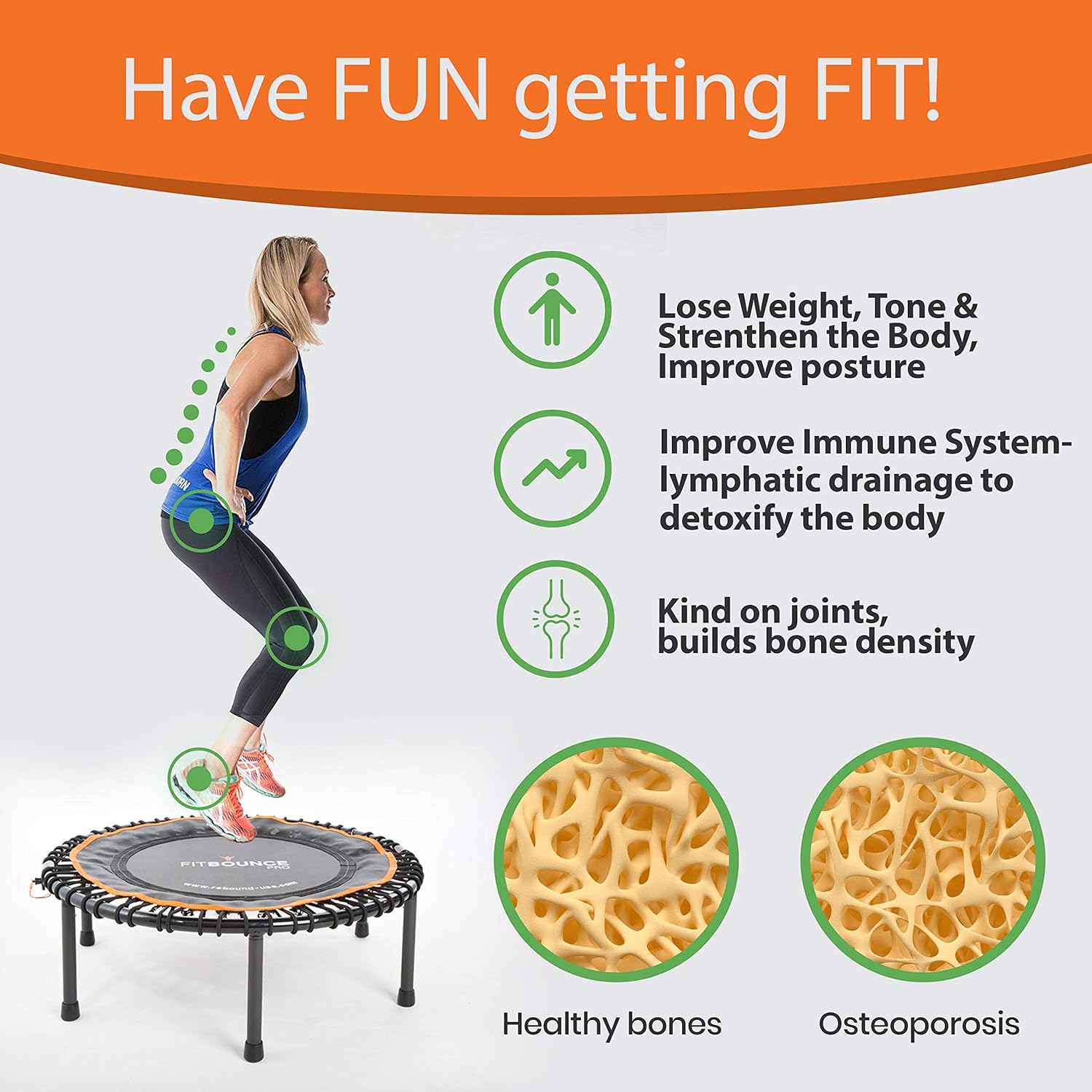 MXL MaXimus Life FIT BOUNCE PRO XL Bungee Rebounder,Half Folding Silent&Orthopaedic Quality Indoor Mini Trampoline for Adults&Kids,Exercise DVD,X Large Bounce Area Approved for Rebound&Physiotherapy-1