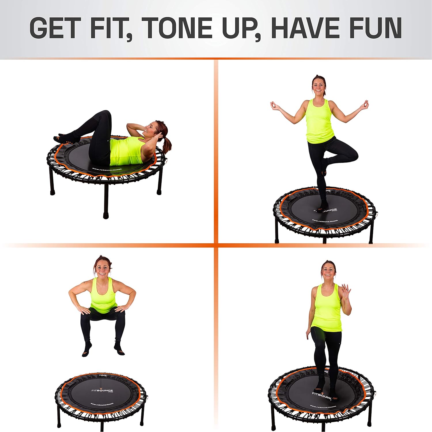 MXL MaXimus Life FIT BOUNCE PRO XL Bungee Rebounder,Half Folding Silent&Orthopaedic Quality Indoor Mini Trampoline for Adults&Kids,Exercise DVD,X Large Bounce Area Approved for Rebound&Physiotherapy-2