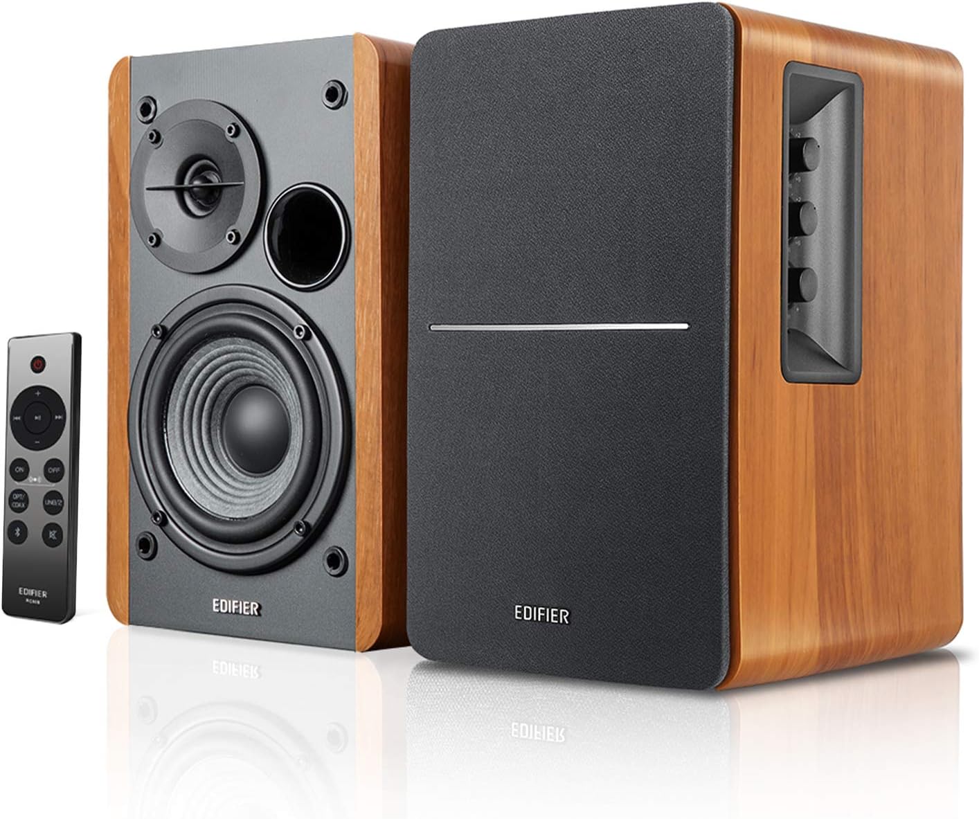 Edifier R1280DBs Active Bluetooth Bookshelf Speakers - Optical Input - 2.0 Wireless Studio Monitor Speaker - 42W RMS with Subwoofer Line Out - Wood Grain-0