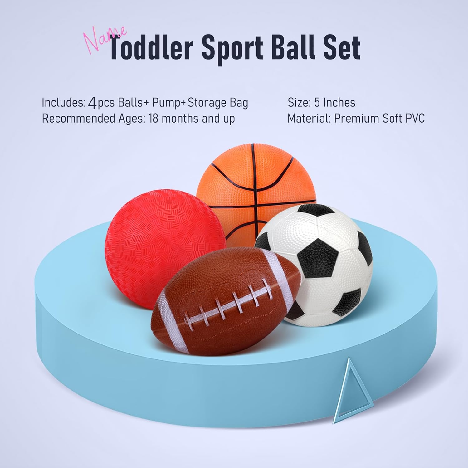 INPODAK Balls for Toddlers 1-3,5 Inches PVC Football, Small Rugby Ball for kids, Mini Basketball, Backyard Game Sport Balls Set for Indoor Outdoor Garden-6