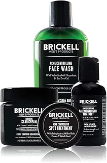 Brickell Men's Acne Controlling System for Men, Acne Fighting Face Moisturizer Treatment, Face Wash, Spot Treatment, and Scar Cream, Natural & Organic