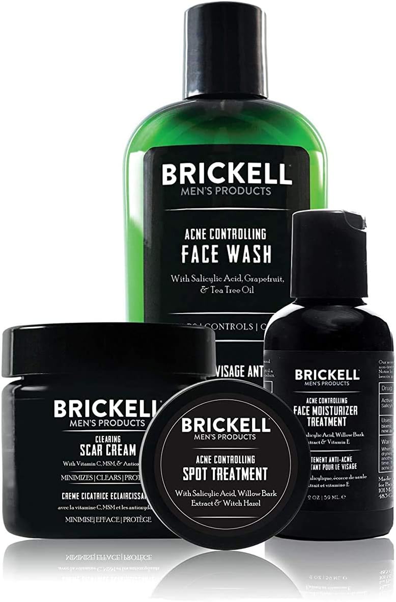 Brickell Men's Acne Controlling System for Men, Acne Fighting Face Moisturizer Treatment, Face Wash, Spot Treatment, and Scar Cream, Natural & Organic-0