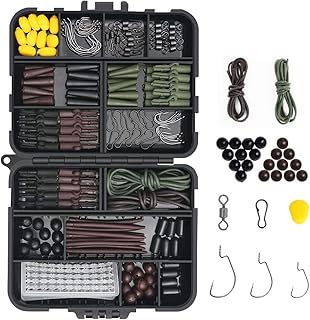 Vicloon 272 Pcs Carp Fishing Tackle in Box, Fishing Accessories Kit Including Fishing Hooks, Safety Clips Hooks, Fishing Line Beads, Boilie Stops, Corn, Tubing and other Accessories