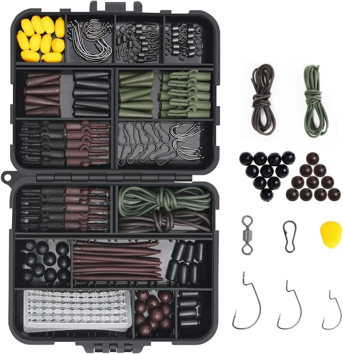 Vicloon 272 Pcs Carp Fishing Tackle in Box, Fishing Accessories Kit Including Fishing Hooks, Safety Clips Hooks, Fishing Line Beads, Boilie Stops, Corn, Tubing and other Accessories-0