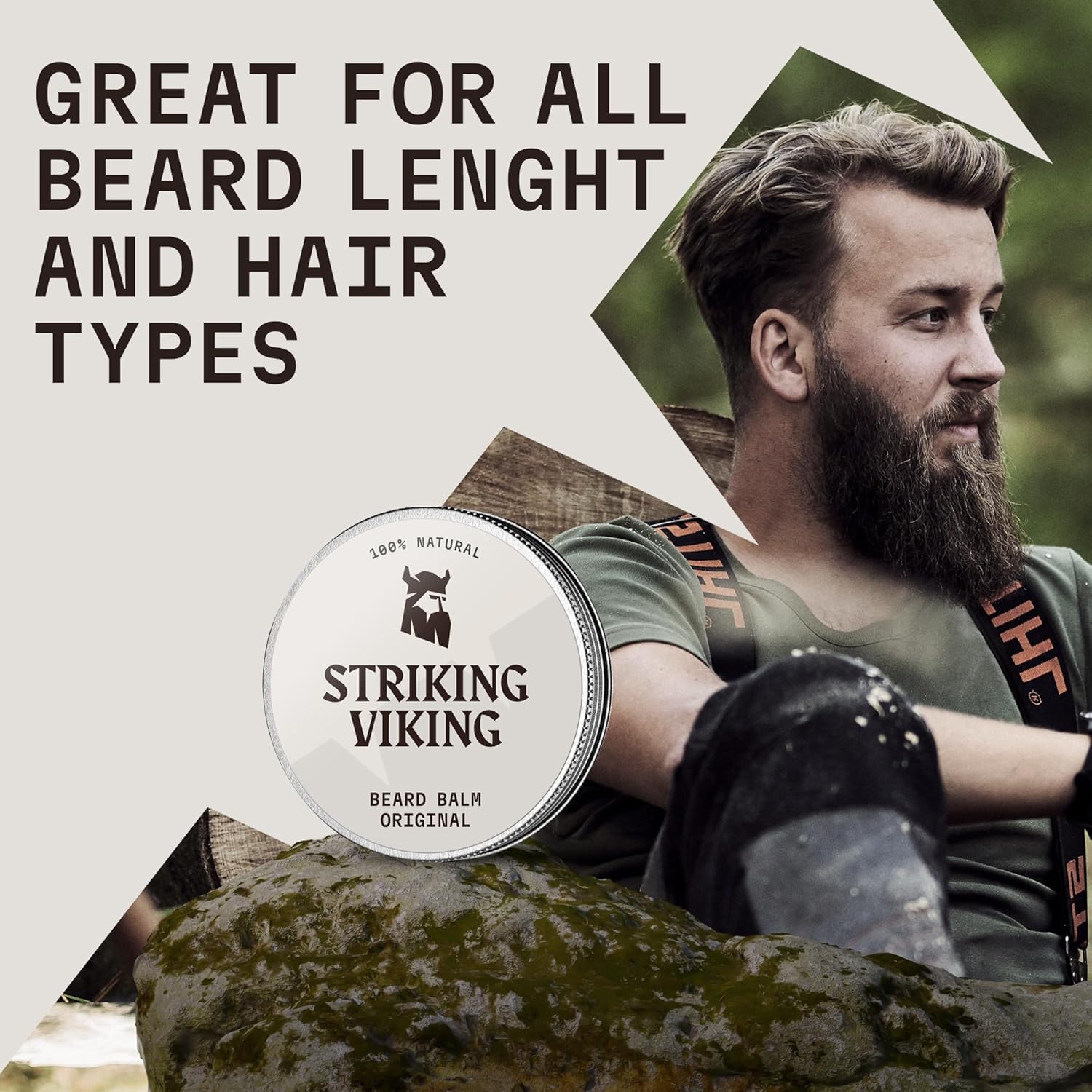 Striking Viking Beard Balm - Natural Mustache & Beard Conditioner Wax With Shea Butter Tea Tree Argan & Jojoba Oil - Unscented Beard Balm - Moustache Balm - Beard Styling Balm-3