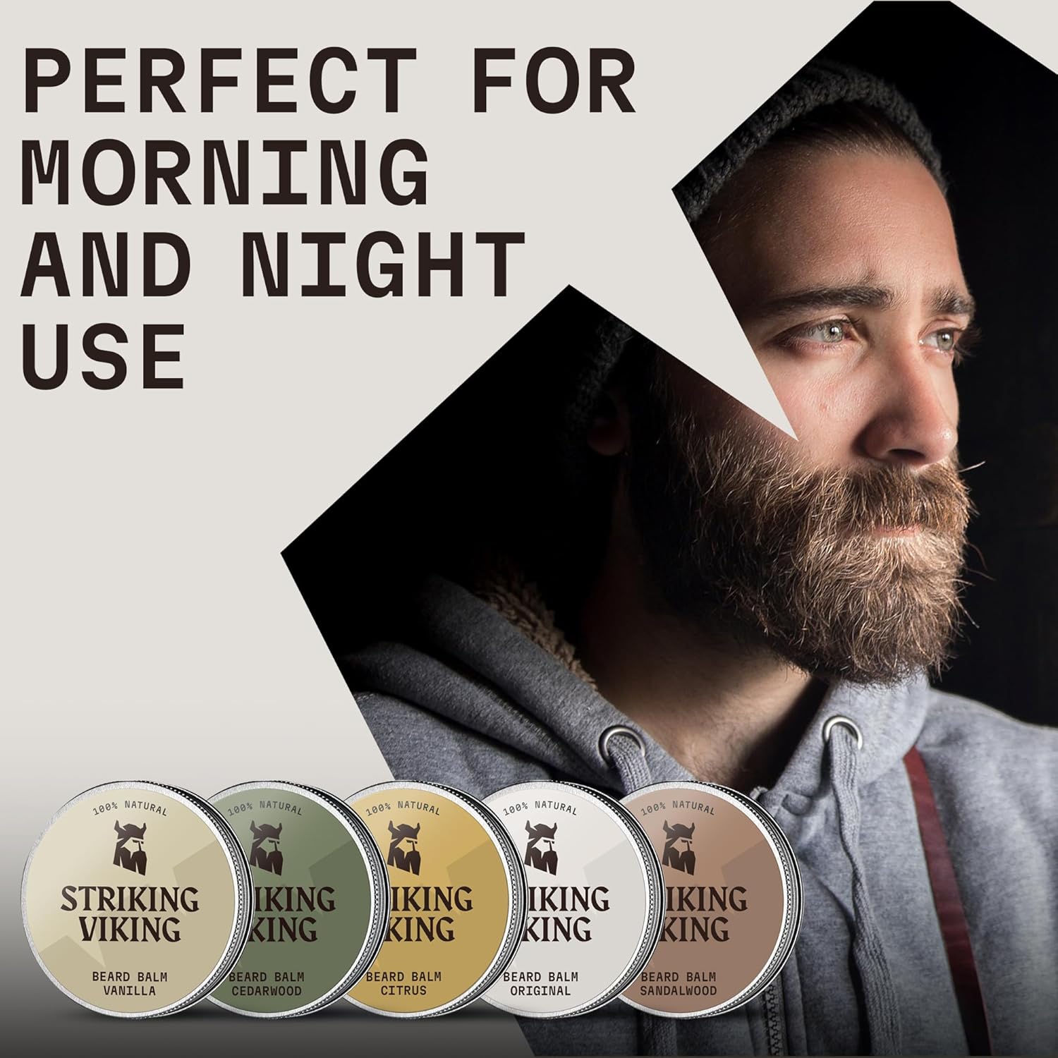 Striking Viking Beard Balm - Natural Mustache & Beard Conditioner Wax With Shea Butter Tea Tree Argan & Jojoba Oil - Unscented Beard Balm - Moustache Balm - Beard Styling Balm-4