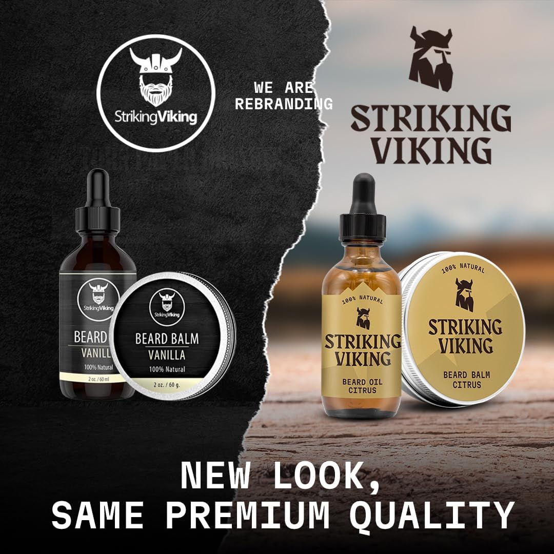 Striking Viking Beard Balm - Natural Mustache & Beard Conditioner Wax With Shea Butter Tea Tree Argan & Jojoba Oil - Unscented Beard Balm - Moustache Balm - Beard Styling Balm-6