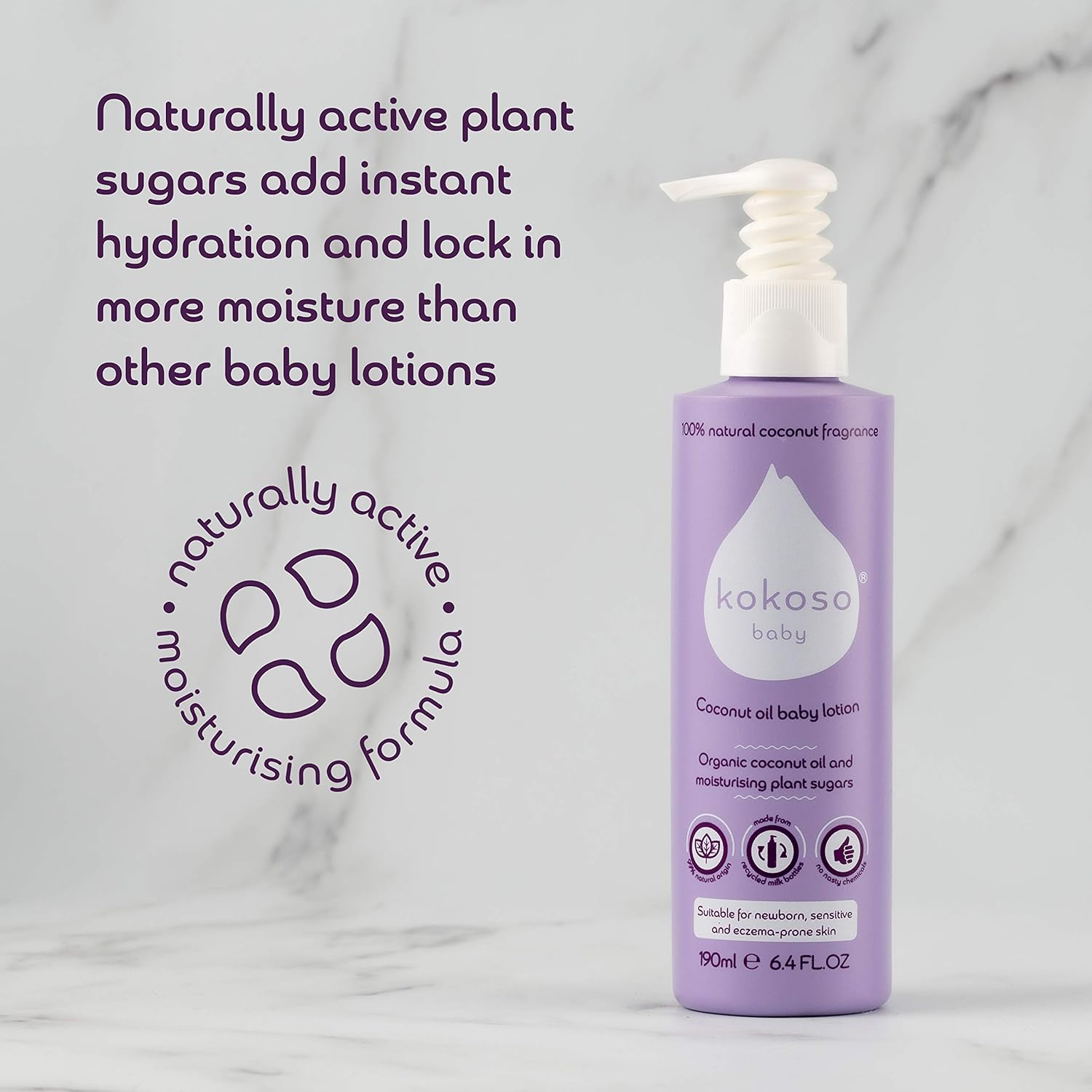 Kokoso Baby - Coconut Oil Baby Lotion, Natural Coconut Oil Fragrance - With Sweet Almond Oil - Moisturises & Nourishes - Suitable for Dry, Sensitive & Eczema Prone Skin - 190ml-3