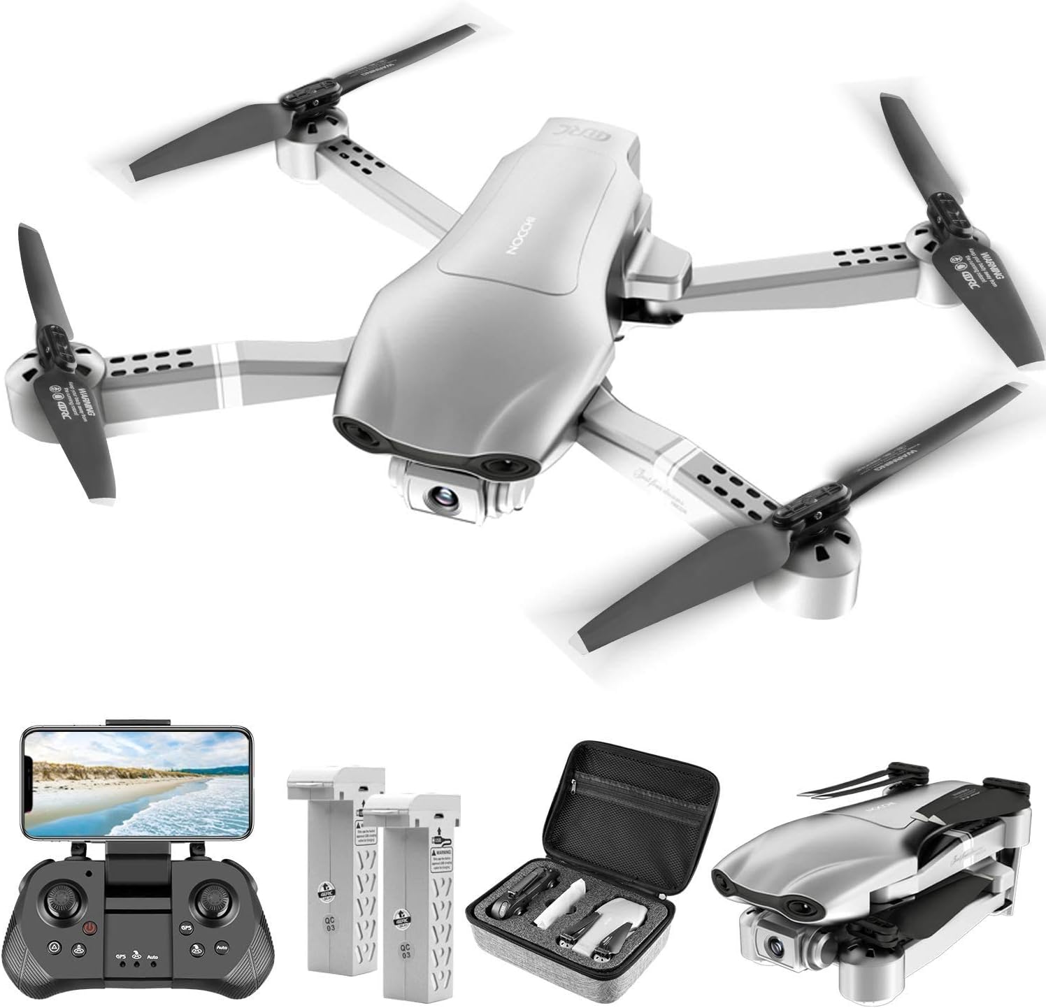 4DRC F3 GPS Drone for Adults with 4K Camera 5G FPV Live Video for Beginners, Foldable RC Quadcopter with Auto Return Home, Follow Me,Dual Cameras,Tap Fly,2 Batteries, Includes Carrying Case-0