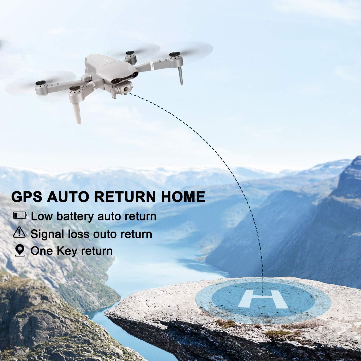 4DRC F3 GPS Drone for Adults with 4K Camera 5G FPV Live Video for Beginners, Foldable RC Quadcopter with Auto Return Home, Follow Me,Dual Cameras,Tap Fly,2 Batteries, Includes Carrying Case-3