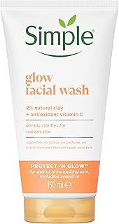 Simple Protect 'N' Glow Express Glow Clay Polish Cleanser leaves skin naturally glowing for expert facial skin care 150 ml