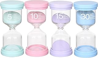 Toirxarn Multi-Color Sand Timers for Kids - Visual Time Management Hourglass Set 5/10/15/30 Min - Durable Educational Tool for Kitchen, Classroom & Home (Pack of 4)