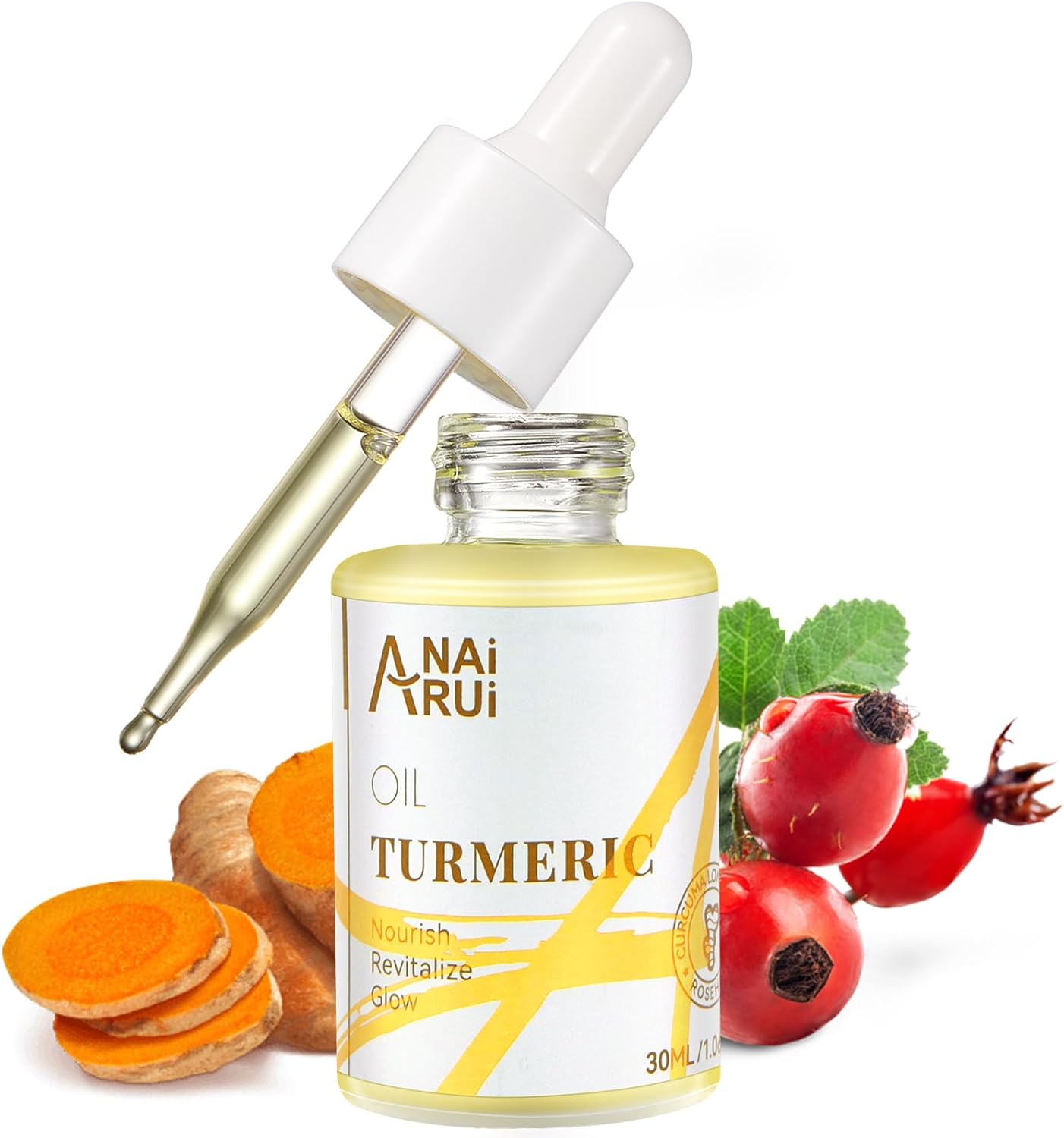 ANAiRUi Turmeric Glow Oil, Anti-Aging Skin Care for Face, Neck and Eyes - Reduces Freckles, Nourishes, Hydrates, Firms Skin, Diminishes Fine Lines and Wrinkles (30ml)-0