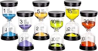 Toirxarn Multi-Color Sand Timers for Kids - Visual Time Management Hourglass Set 1/3/5/10/15/30 Min - Durable Educational Tool for Kitchen, Classroom & Home (Pack of 6)