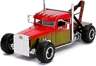 Jada Toys Fast & Furious Hobbs and Shaw Custom Peterbilt Truck Car Tuning Model 1:24 Opening Doors wheel Red/Yellow