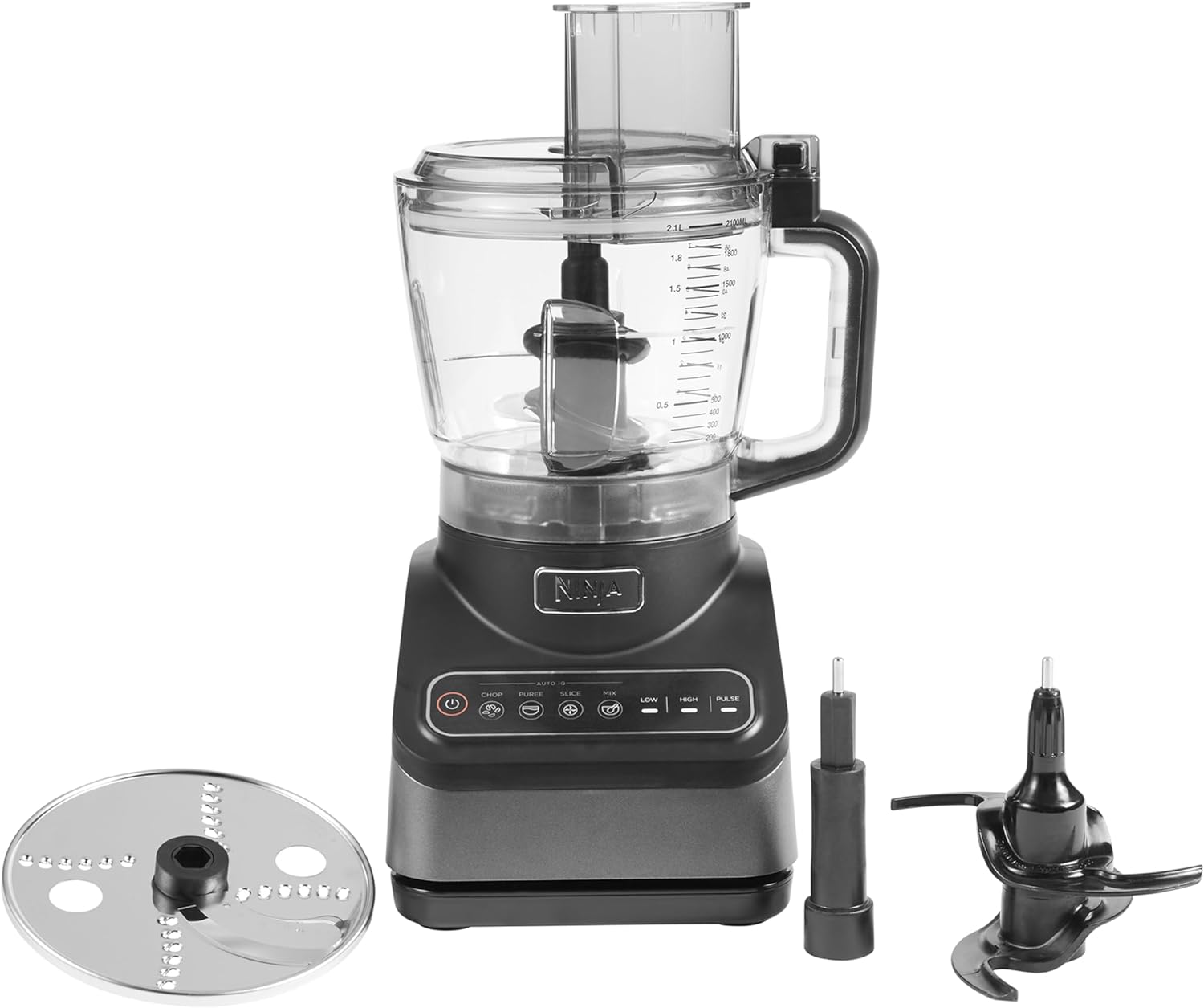 Ninja Food Processor with 4 Automatic Programs; Chop, Puree, Slice, Mix, and 3 Manual Speeds, 2.1L Bowl, Chopping, Slicing & Dough Blades, 850W, Dishwasher Safe Parts, Black BN650UK-1