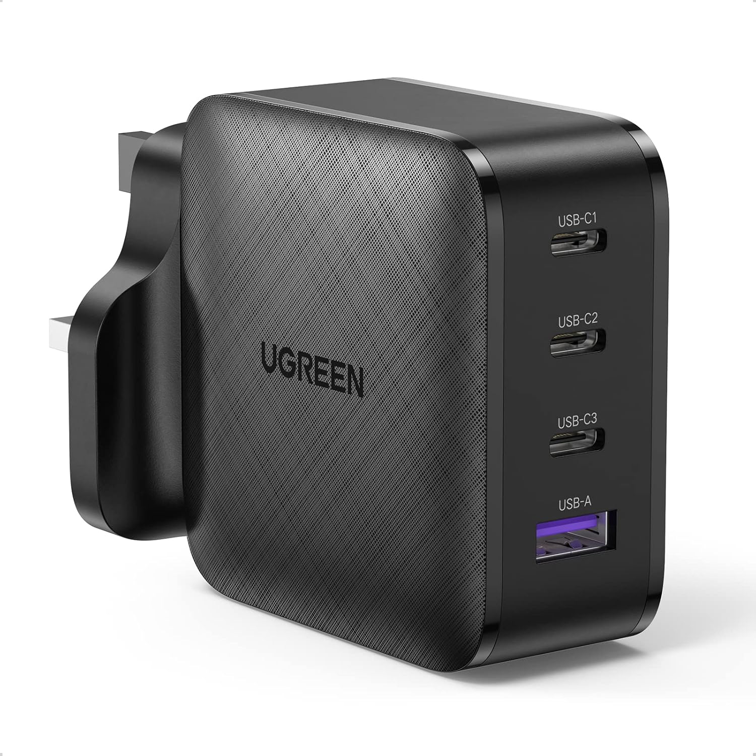 UGREEN 65W USB C Charger Macbook Charger 4-Port GaN Charger Fast Charging Wall Charger Plug Compatible with MacBook Pro M3/Air M3, Dell XPS, HP Laptops, iPhone 16/15/14, Galaxy S24/S23, iPad, Pixel 9-0