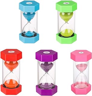 Hourglass Kids Hourglass Timer Hourglass Set Colorful Sand Clock Kitchen Timer Time Management Includes 1 Minute, 3, 5, 10, and 30 Minutes(5 Pieces)…