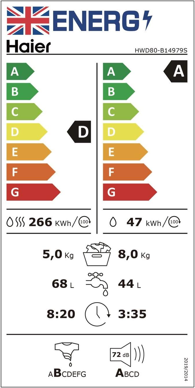 Haier / HWD80-B14979S / Freestanding Washer Dryer / 8KG/5KG Load/Direct Motion Motor/i-Refresh/ABT Antibacterial Technology/Graphite-5