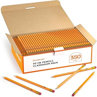 Shuttle Art Wood-Cased #2 HB Pencils, 350 Pack Sharpened Yellow Pencils with Erasers, Bulk Pack Graphite Pencils for School and Teacher Supplies, Writing, Drawing and Sketching