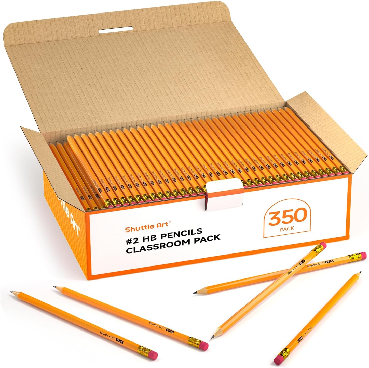 Shuttle Art Wood-Cased #2 HB Pencils, 350 Pack Sharpened Yellow Pencils with Erasers, Bulk Pack Graphite Pencils for School and Teacher Supplies, Writing, Drawing and Sketching-0