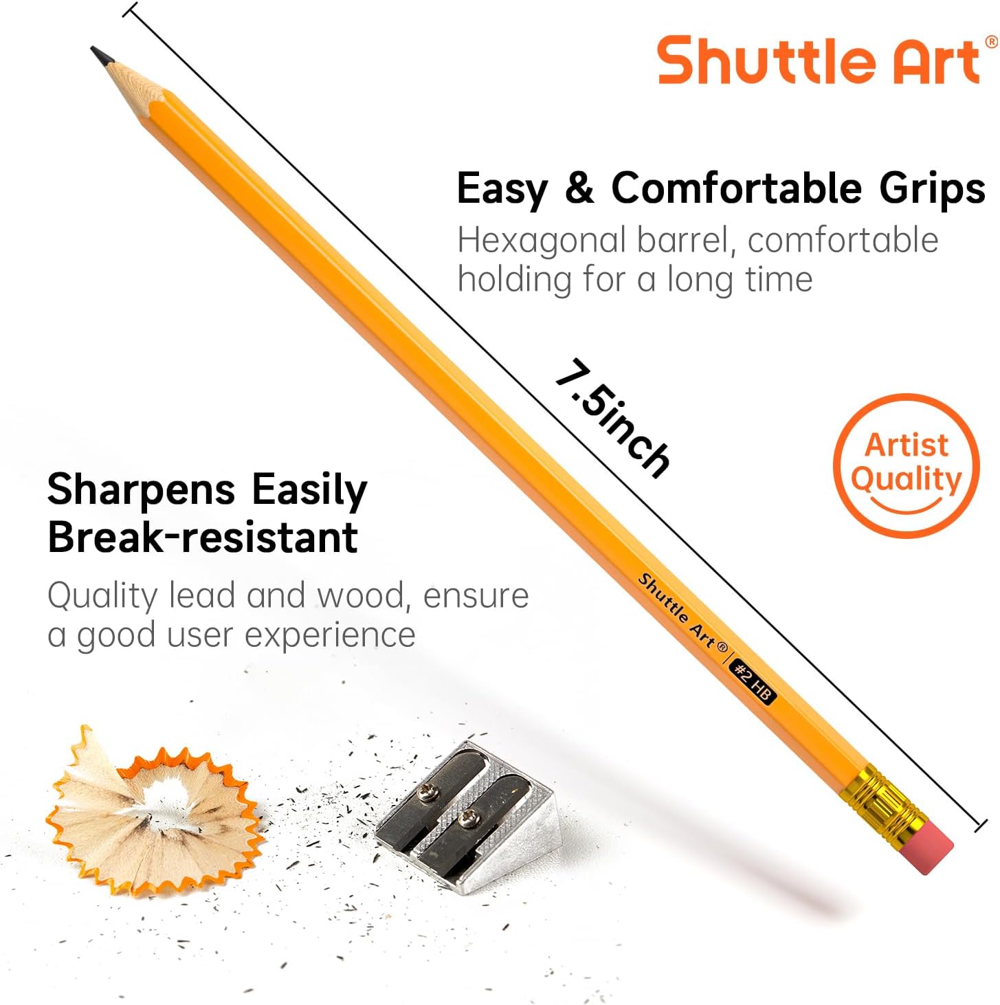 Shuttle Art Wood-Cased #2 HB Pencils, 350 Pack Sharpened Yellow Pencils with Erasers, Bulk Pack Graphite Pencils for School and Teacher Supplies, Writing, Drawing and Sketching-1