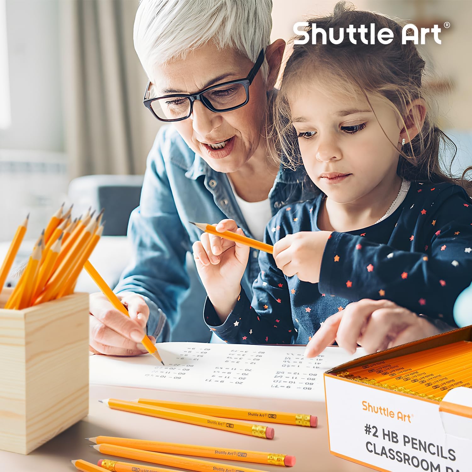 Shuttle Art Wood-Cased #2 HB Pencils, 350 Pack Sharpened Yellow Pencils with Erasers, Bulk Pack Graphite Pencils for School and Teacher Supplies, Writing, Drawing and Sketching-5