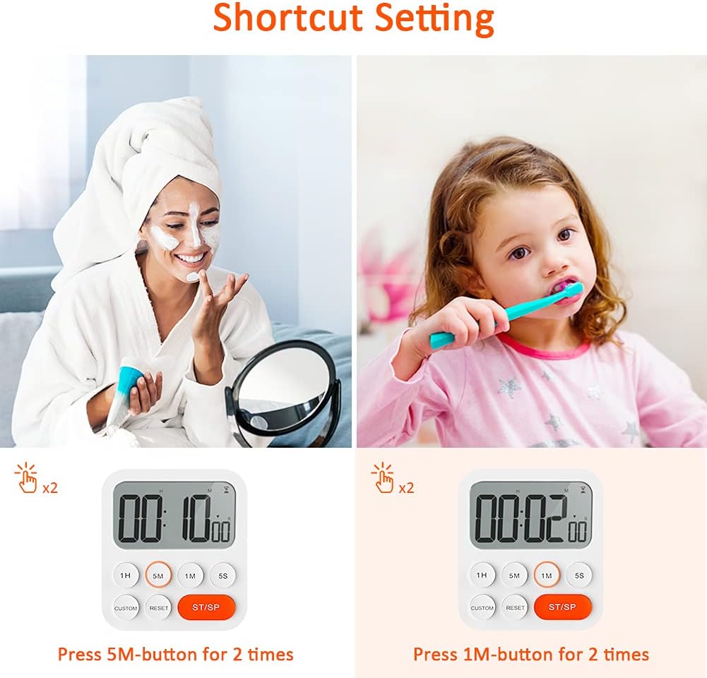 LIORQUE Digital Kitchen Timer Magnetic Countdown Timer with Loud Alarm and Large LCD Display, Digital Timer Clock 99 Hour Kitchen Timers for Cooking & Kids & Teachers-4