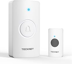 TECKNET Wireless Doorbell, Waterproof Doorbell Battery-Operated Cordless Door Chime Kit with up to 400 M Wireless Range, 5-Level Volume & 60 Chimes with 4.5 Year Battery Life