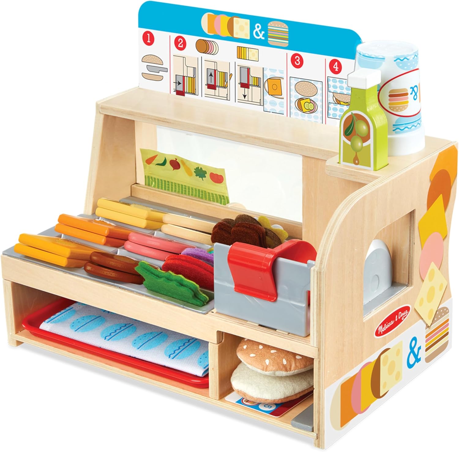 Melissa & Doug Sandwich Toy Shop - Wooden Play Food Sets for Children Kitchen Toys for Girls or Boys 3+ - Wooden Food Toys & Play Kitchen Accessories - Wooden Toy Food Set for Kids Kitchen Accessories-0