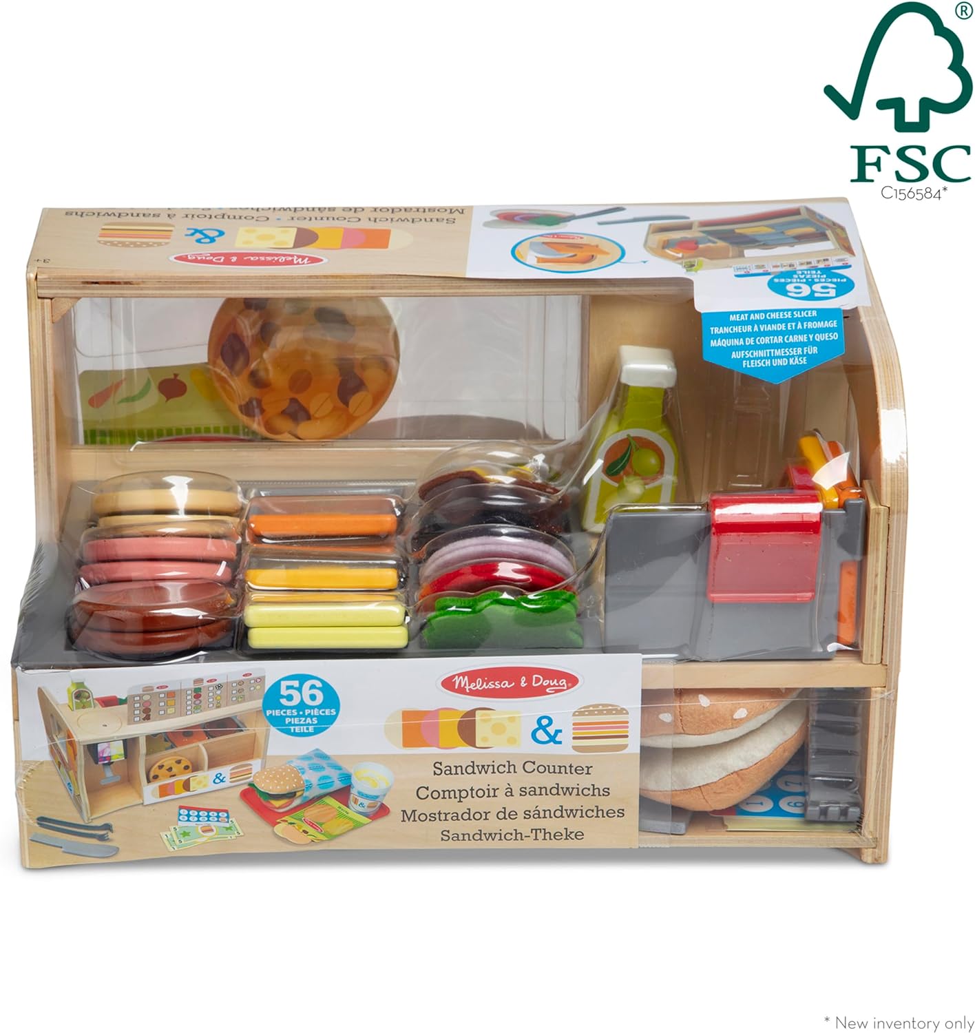 Melissa & Doug Sandwich Toy Shop - Wooden Play Food Sets for Children Kitchen Toys for Girls or Boys 3+ - Wooden Food Toys & Play Kitchen Accessories - Wooden Toy Food Set for Kids Kitchen Accessories-5