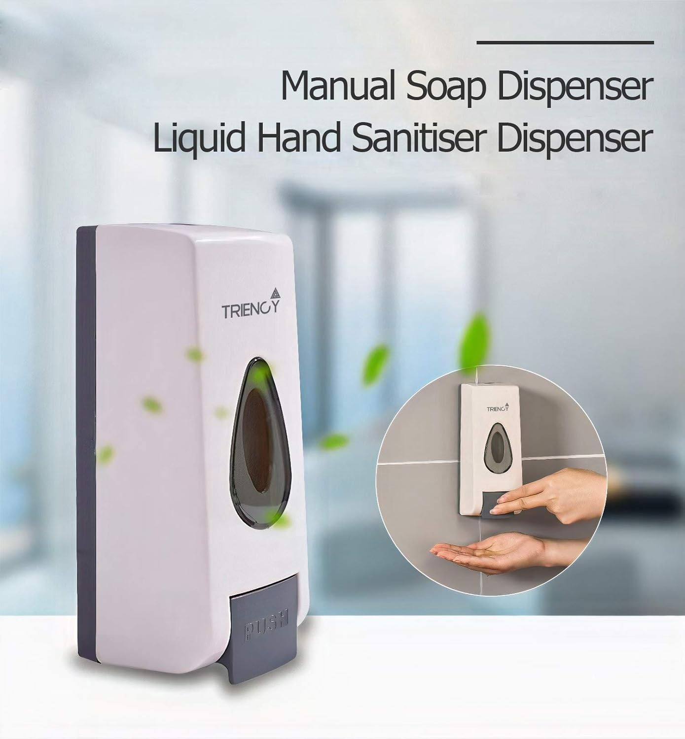 TRIENCY Soap Dispenser, Hand Sanitizer Dispenser Wall Mounted Manual 320ml, Hand Sanitiser Dispenser, Hand Wash, Hand Gel Dispenser, Bathroom Shower Gel, Shampoo, Bonus USE HAND SANITISER Sign Sticker-1