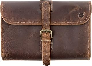 moonster Leather Hanging Toiletry Bag for Men & Women - Travel Dopp Kit with Hanging Hook - Ideal for Travel, Gym, and Home - Toiletry Bag Men Travel Toiletry Bag - Travel Kit for Men