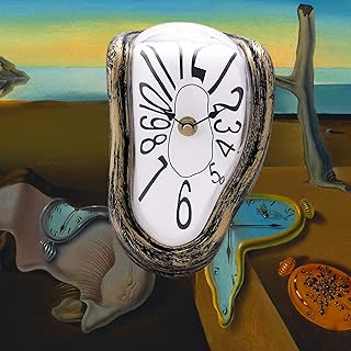 Lafocuse Silent Melting Clock Antique Gold,Salvador Dali Watch Melted Clock,Creative Shelf Clock for Decorative Home Kitchen Office Desk Table