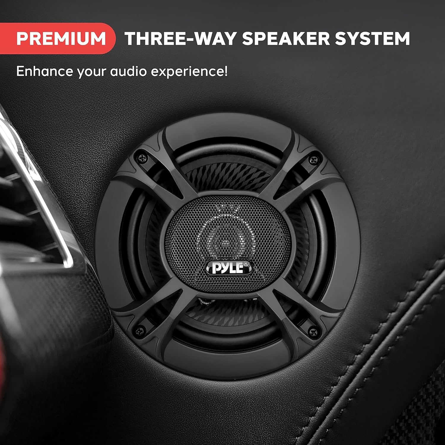 Pyle 3-Way Universal Car Stereo Speakers - 300W 6.5” Triaxial Loud Pro Audio Car Speaker Universal OEM Quick Replacement Component Speaker Vehicle Door/Side Panel Mount Compatible PL613BK (Pair)-1