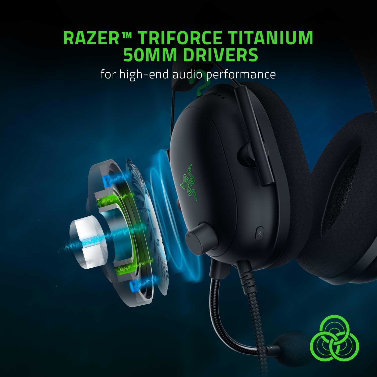 Razer BlackShark V2 - Premium Esports Gaming Headset (TriForce 50 mm Drivers, HyperClear Cardiod Mic, Advanced Passive Noise Cancelation, THX Spatial Audio) Black-1