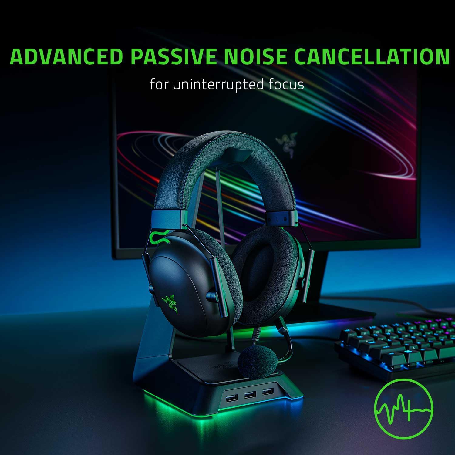 Razer BlackShark V2 - Premium Esports Gaming Headset (TriForce 50 mm Drivers, HyperClear Cardiod Mic, Advanced Passive Noise Cancelation, THX Spatial Audio) Black-3