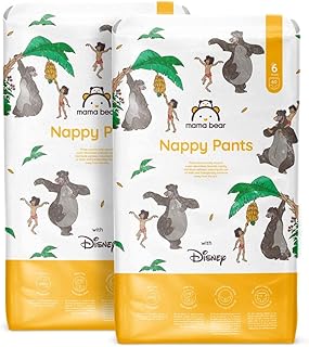 Amazon Brand - Mama Bear Disney Nappy Pants, Size 6 (15+ kg), 120 Count (2 Packs of 60), White, Monthly Pack