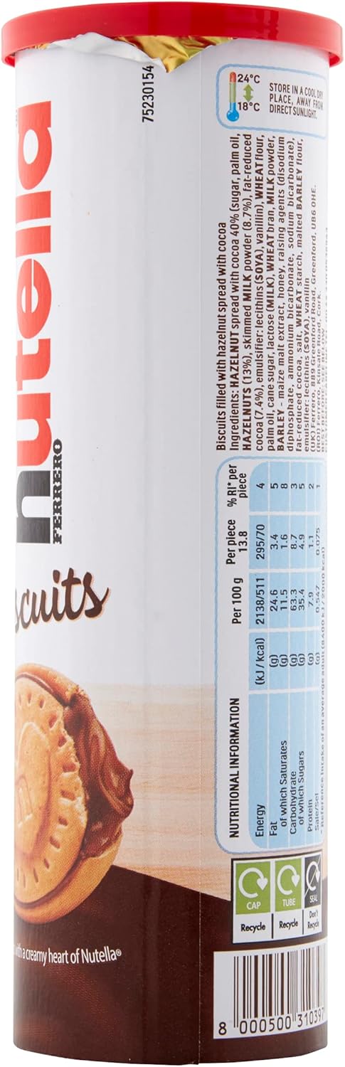 Nutella Chocolate Biscuits, Snacks, Party Food, Crunchy Biscuits with Creamy Nutella Spread Tube of 12 Biscuits, 166g-6