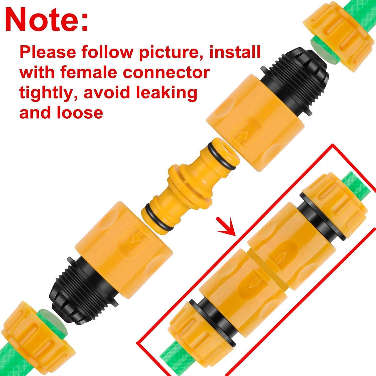 EUHUYG Garden Hose Fitting Set.1Nozzle,5 End Quick Connector,1Hose Waterstop Connector,2 Double Male Snap Connector,2 Hose Tap Connector 1/2 Inch and3/4 Inch Size 2-in-1etc-1