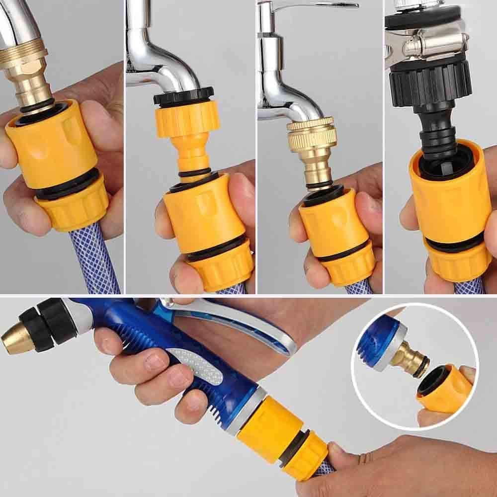 EUHUYG Garden Hose Fitting Set.1Nozzle,5 End Quick Connector,1Hose Waterstop Connector,2 Double Male Snap Connector,2 Hose Tap Connector 1/2 Inch and3/4 Inch Size 2-in-1etc-2