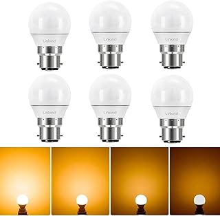 Linkind 4.2W Dimmable B22 LED Light Bulb, 40W Equivalent Golf Ball Light P45(G45) Bulbs, Soft White 2700K 470LM, Bayonet Cap, Not Suitable for 3-Way Dimmable Lamps, 6 Pack