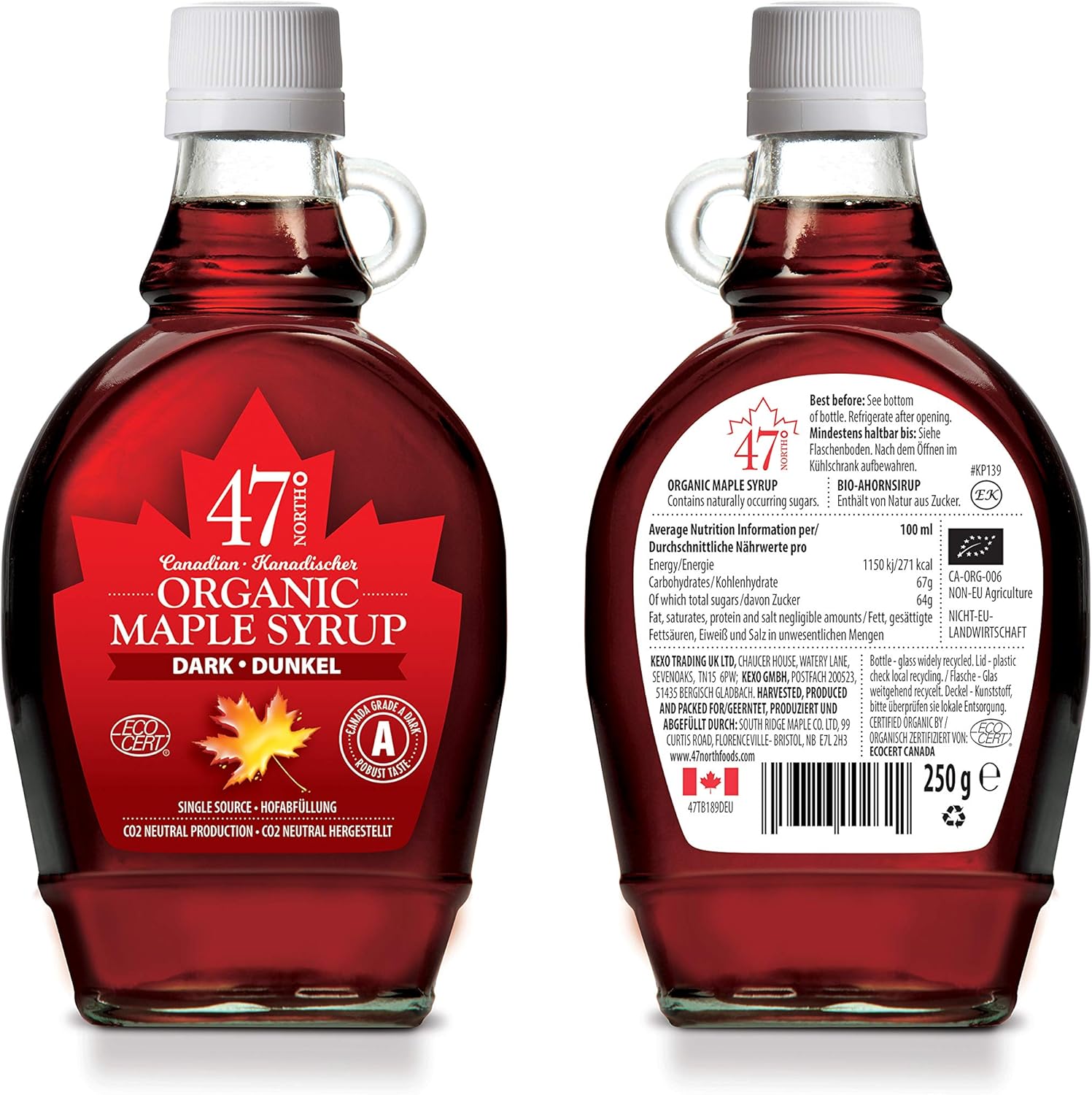 47° North Quadriga 4x Single Source Organic Grade A Maple Syrup, Golden, Amber, Dark & Very Dark 4x250g To enjoy the full range of all true maple syrup flavours!-2